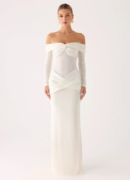 Over To You Sequin Maxi Dress - White