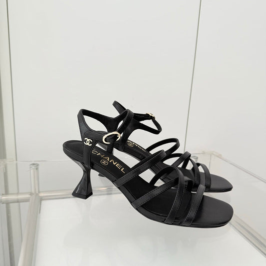 Chanel Cruise 26 Sandal 70mm Black Lambskin 597360