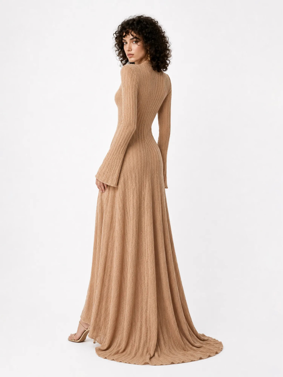 Aurora Long-Sleeve Bodycon Maxi Dress with Metallic Embellishment