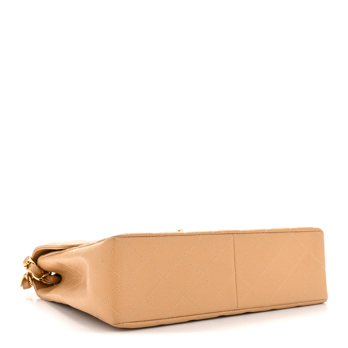 Caviar Quilted XL Jumbo Single Flap Beige