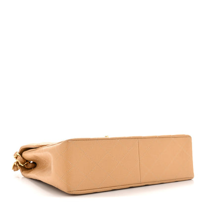 Caviar Quilted XL Jumbo Single Flap Beige