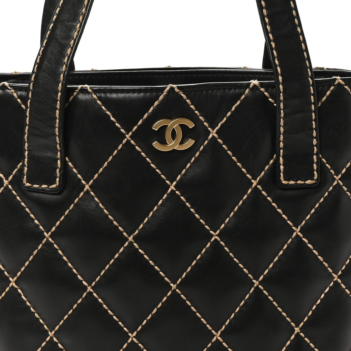 Calfskin Wild Stitch Tote Black