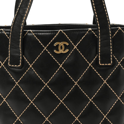 Calfskin Wild Stitch Tote Black