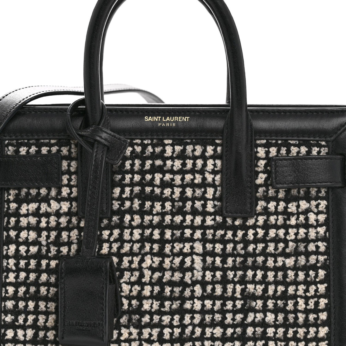 Tweed Houndstooth Nano Sac De Jour Black