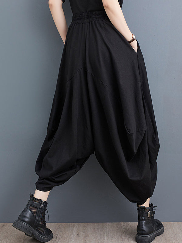 Harem Pants Irregular Clipping Split-Joint Casual Pants Bottoms Cropped Trousers
