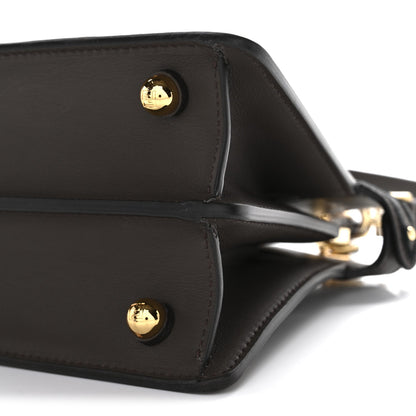 Vitello Seta Shiny Nappa Floral Embroidered Petite Peekaboo I SEE U Satchel Carbone Black