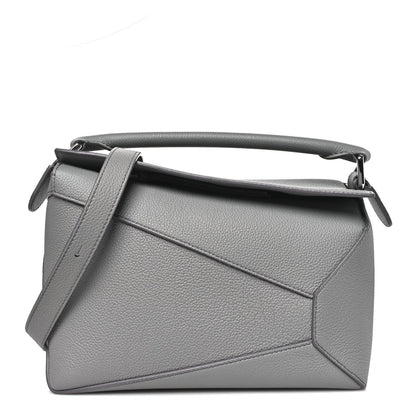 Soft Grained Calfskin Small Puzzle Edge Bag Pearl Grey