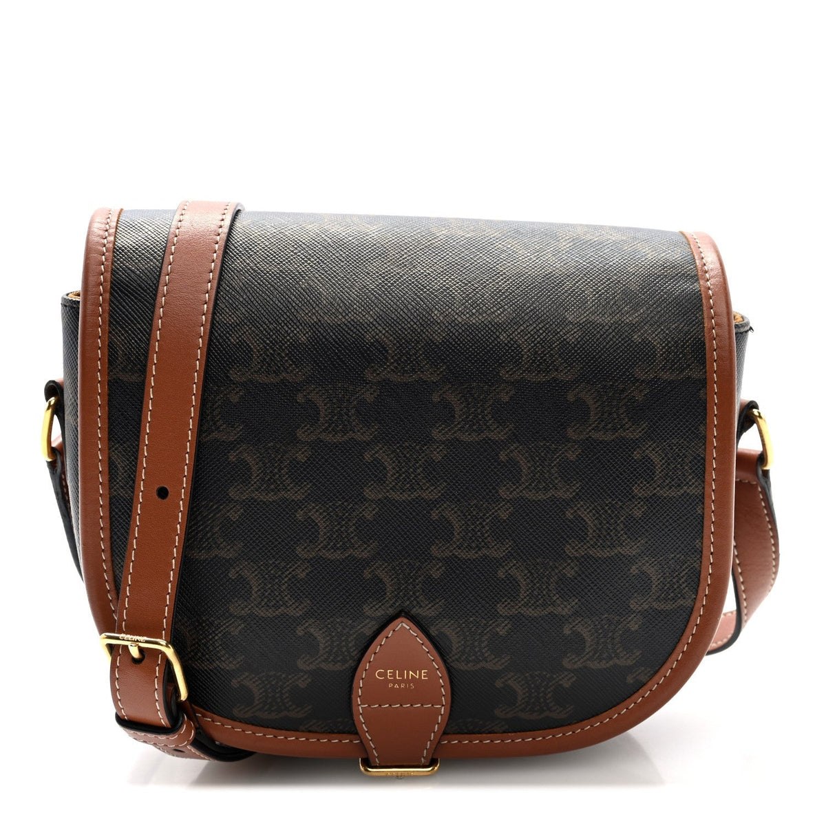 Triomphe Canvas Medium Folco Bag Tan