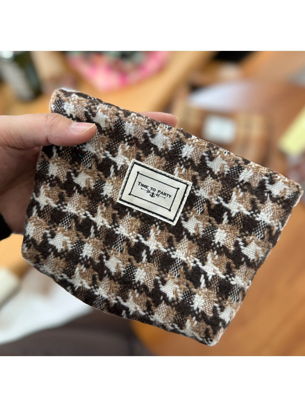 Cosbai - Cosmetic Bag with Classic Plaid Patterns