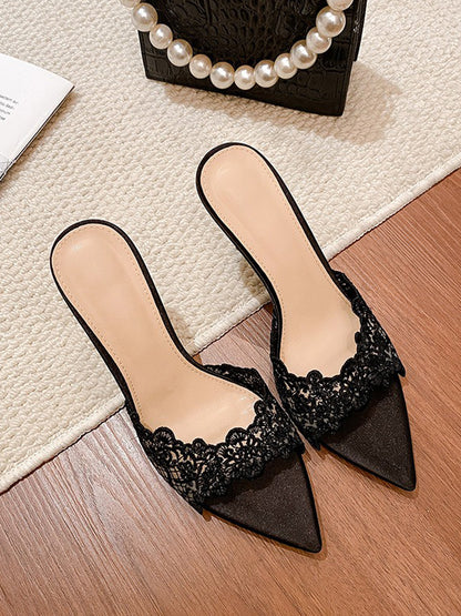 Pandora Lace High-Heel Slides