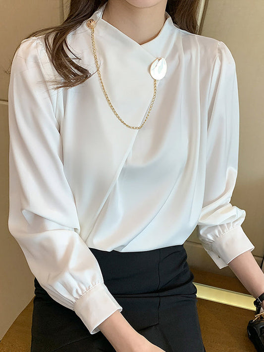 Fashion Solid Color All-Match Long Sleeves Blouses