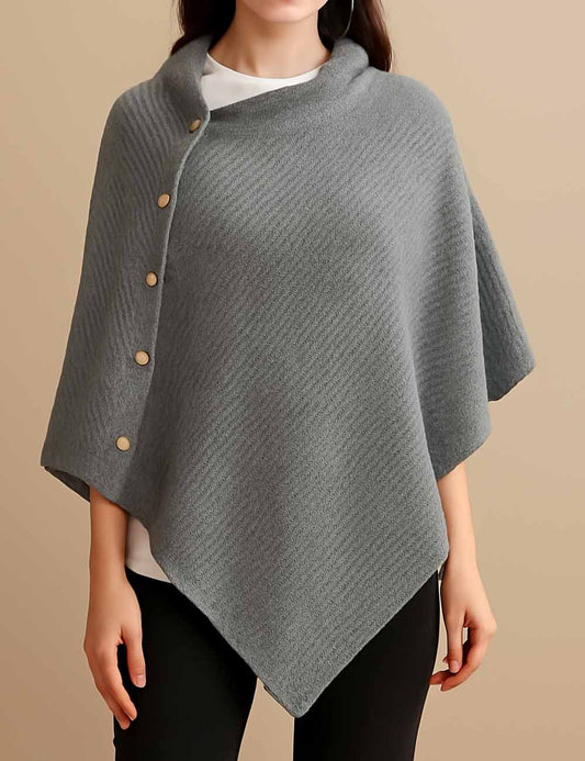 Elegant Winter Cozy Knitted Button Cape Scarf