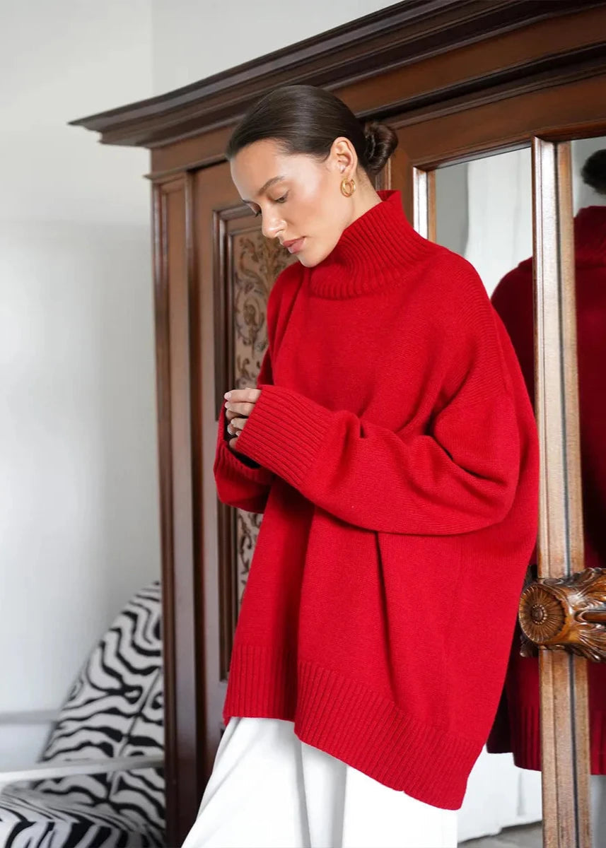 Loose Fit Cotton Knit Turtleneck Sweater