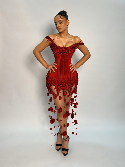 Adela Sexy Strapless Bodycon Mini Dress In Red