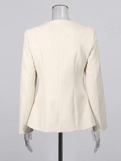Rosalyn Metal Buckle Embellished Suit Two Piece Set