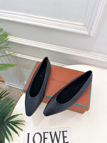 LP 26SS Ballet Flats Black Snakeskin 587579