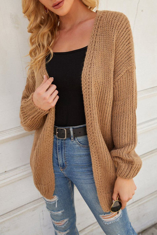 Drop Shoulder Open Front Knit Oversized Sweater Cardigan