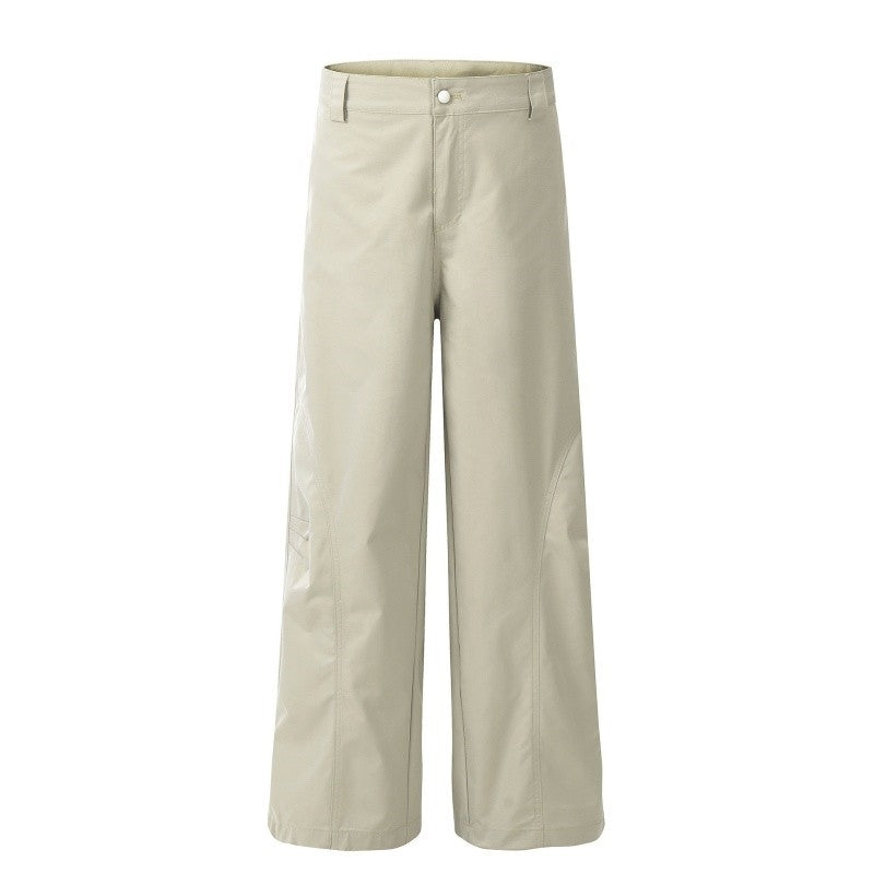 Double-Knee Pleated Wide-Leg Cargo Pants Curved Cut Lightweight Design