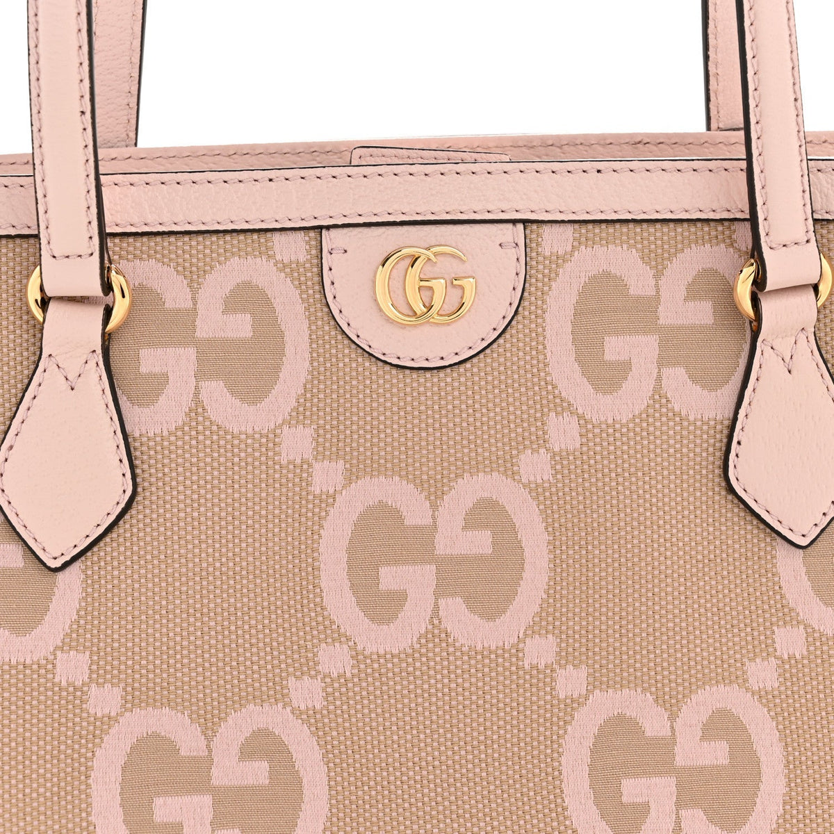 Monogram Jumbo GG Textured Dollar Calfskin Medium Ophidia Shopping Tote Beige Perfect Pink