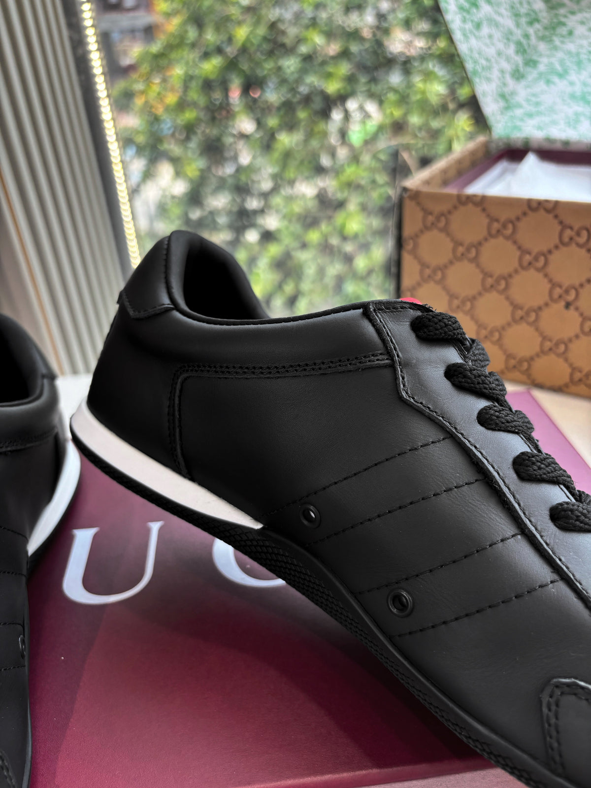 Gucci Shift Damensneaker Varianten Schwarzes Black Leder 506842