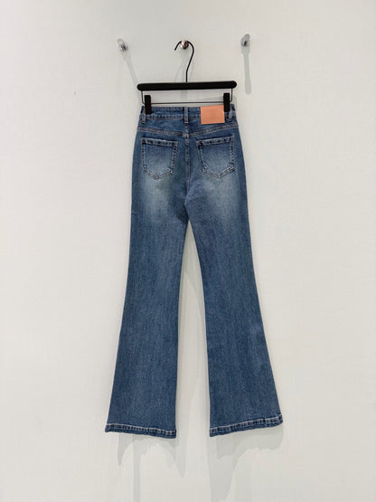 Celine 26S Flap Pocket Flared Jeans Union Wash Cotton 351198