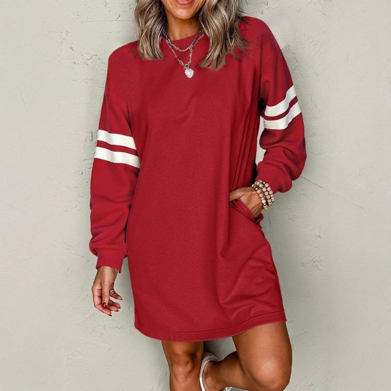 Drop Shoulder Loose Fit Round Neck Dress