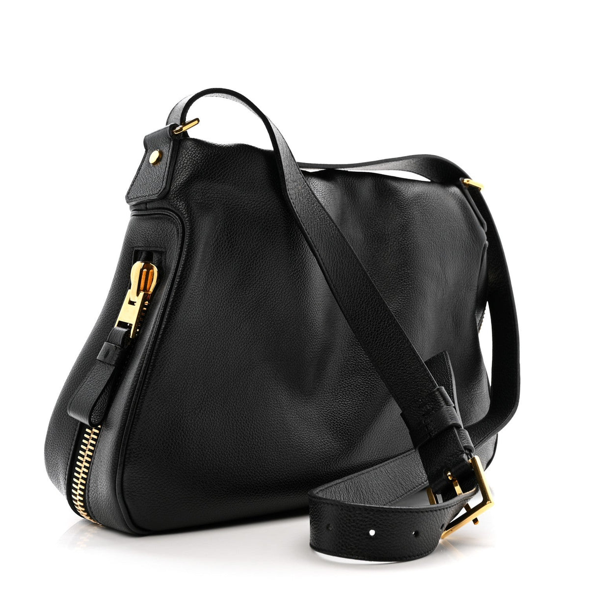 Grained Calfskin Medium Jennifer Crossbody Bag Black