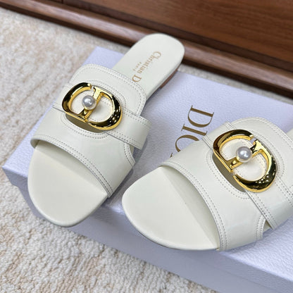 CD Montaigne Sandals White in Calfskin 598175