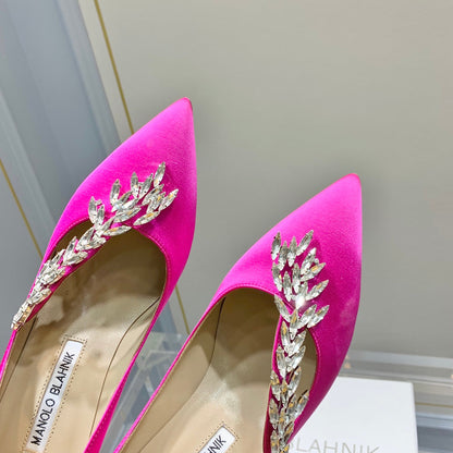 Manolo Women's Nadira Pumps 70 Hot Pink Satin