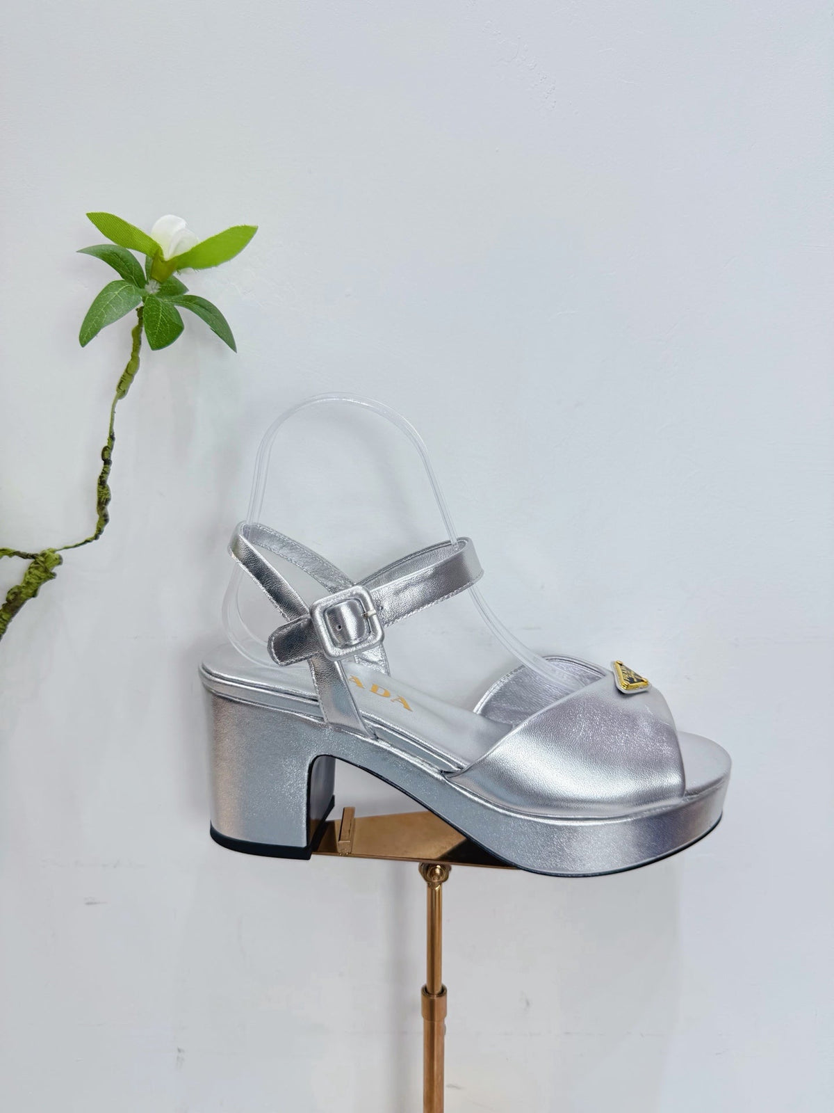 PRA 26SS Platform Sandals 75 Sliver Metallic Sheepskin 592386