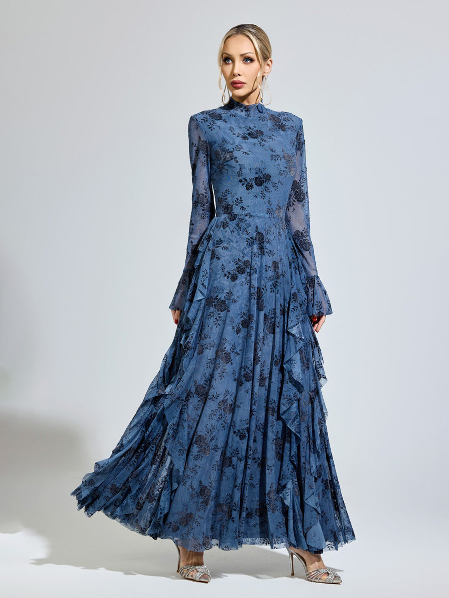 Aurelia Printed Mesh Maxi Dress