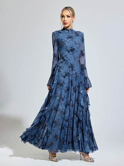 Aurelia Printed Mesh Maxi Dress