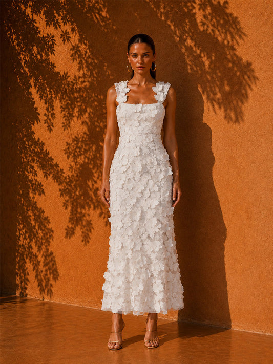 Aubrey Embroidered Butterfly Sleeveless Midi Dress