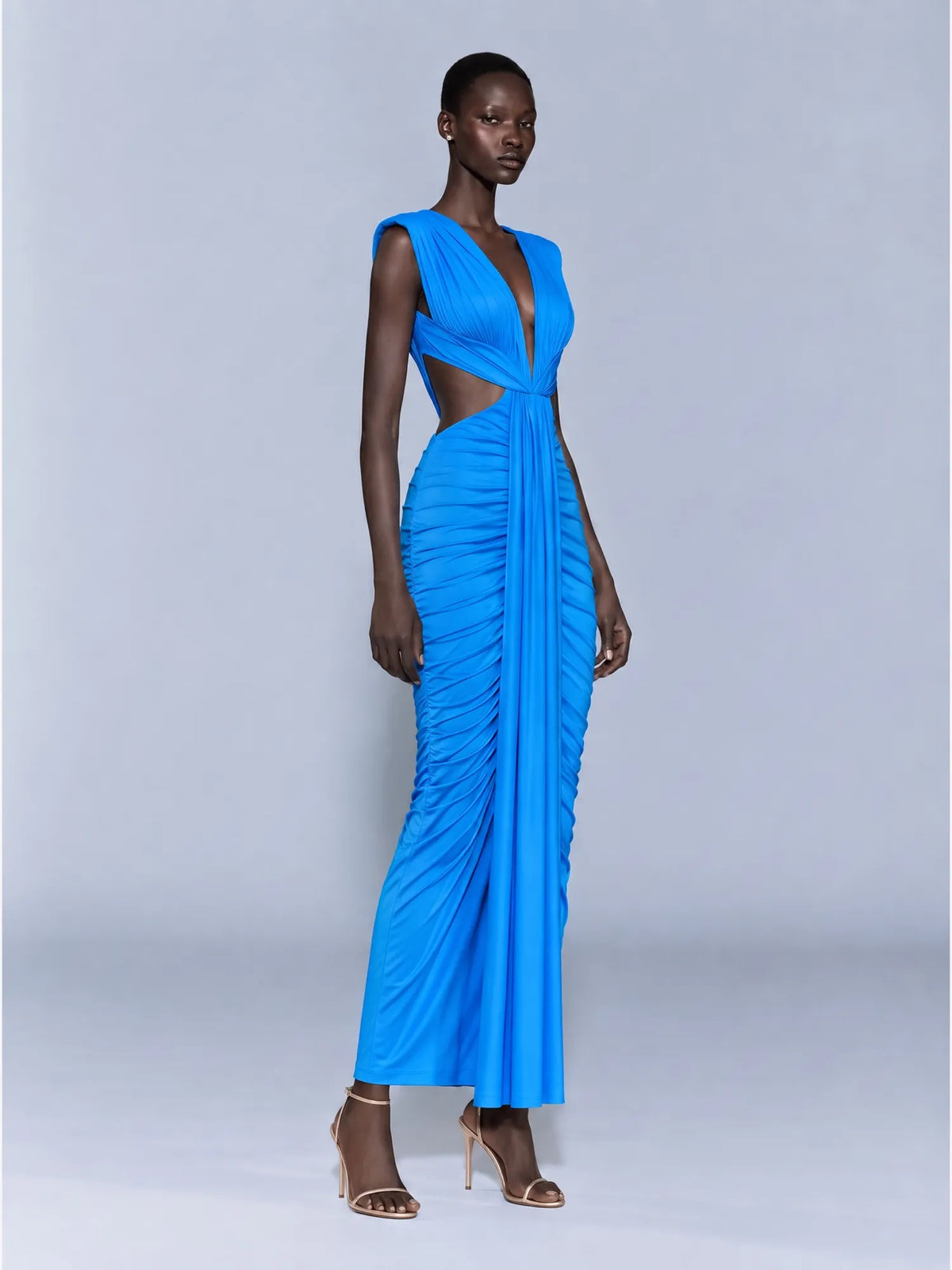 Evelyn Pleated Openwork Maxi Dress