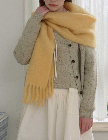 Winter Solid Color Thick Tassel Wool Scarf