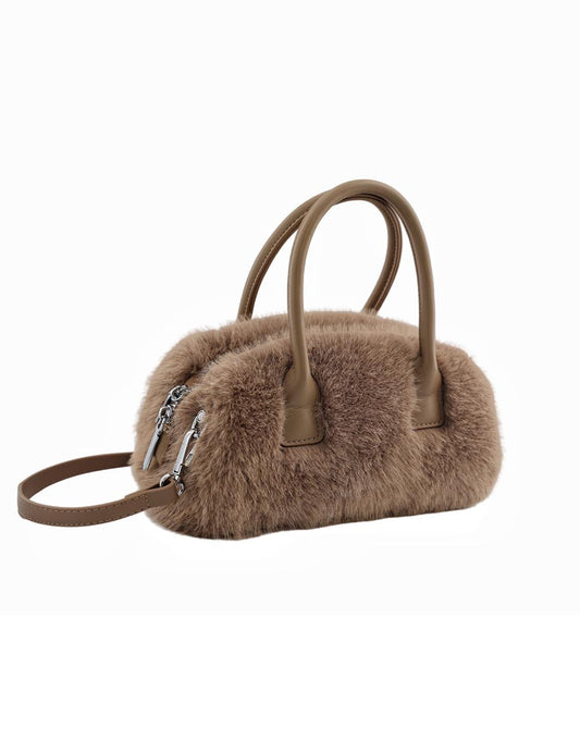 Vintage Winter Furry Faux Fur Tote Bag
