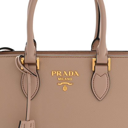 Saffiano Soft Calfskin Small Zippered Tote Cipria