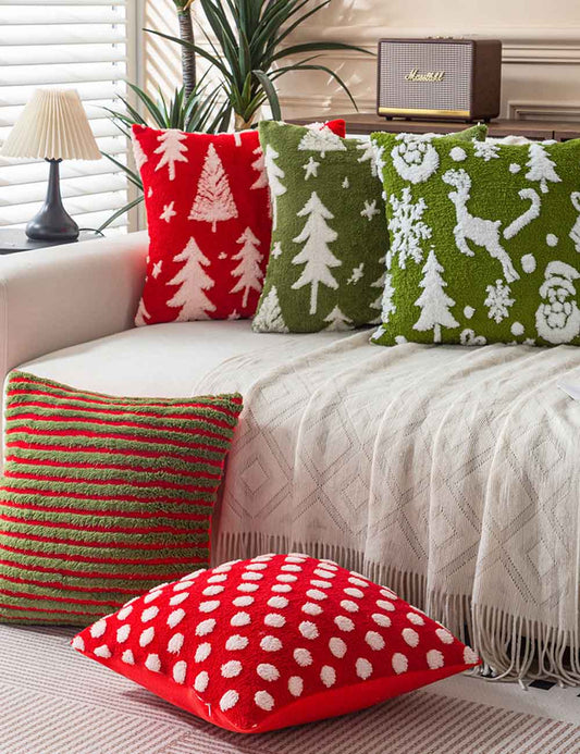 Plush Soft Christmas Striped Throw Pillow Case