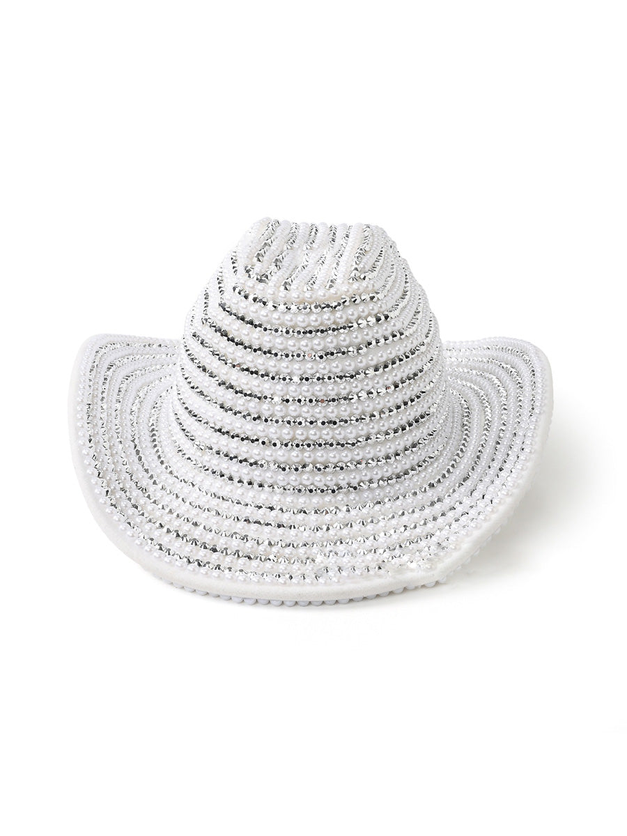 Karina Rhinestone-Embellished Pearl Cowboy Hat