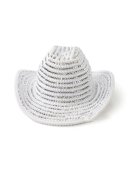 Karina Rhinestone-Embellished Pearl Cowboy Hat