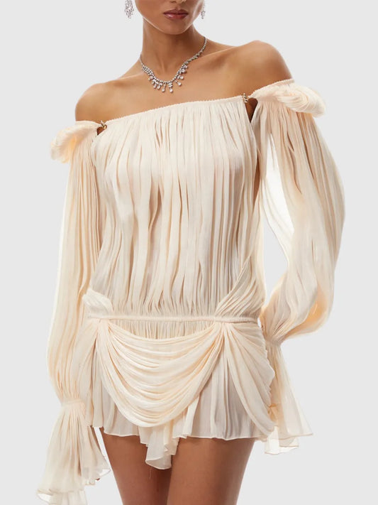 Clarissa Pleated Ruffle Mini Dress