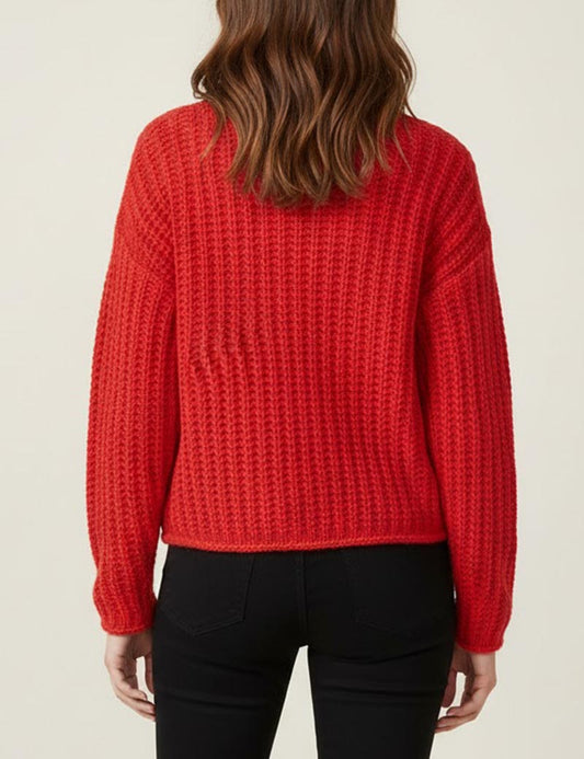 Chunky Knit V-Neck Button Down Crop Cardigan