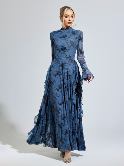 Aurelia Printed Mesh Maxi Dress