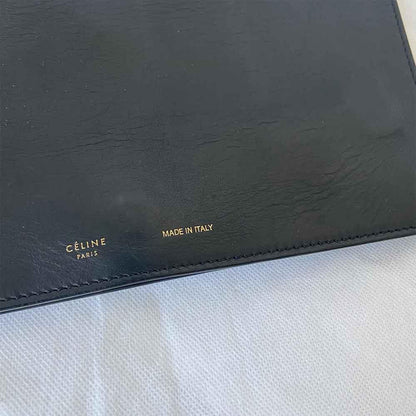 Celine Black Leather Top Handle Clutch