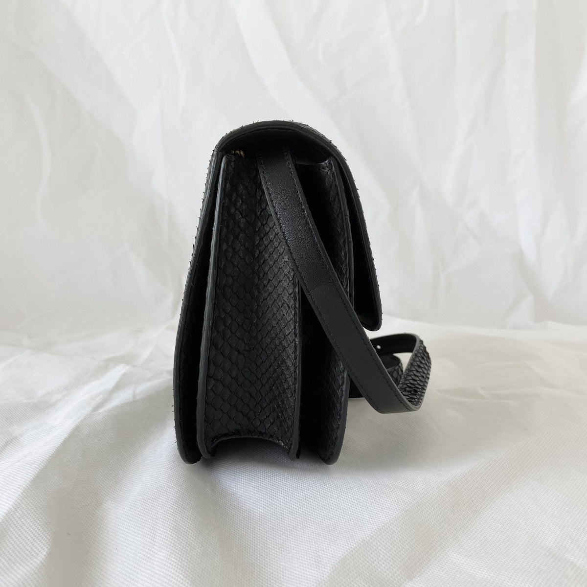 Celine Black Python Medium Classic Box Shoulder Bag