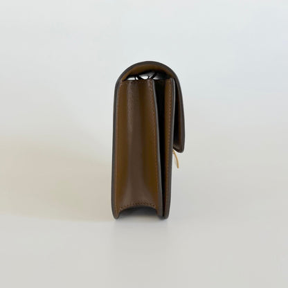Celine brown leather teen box bag with detachable strap