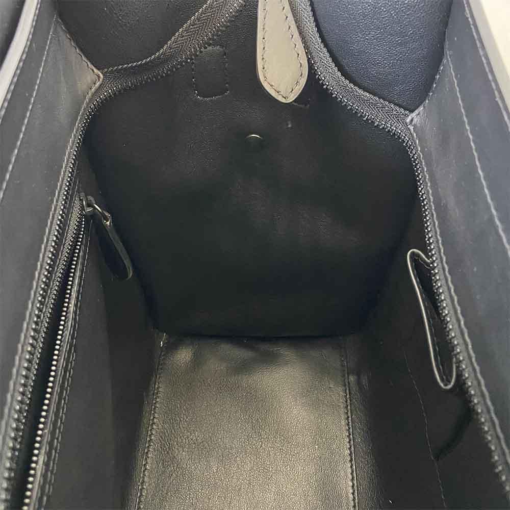 Celine Luggage Handbag Woven Leather Mini