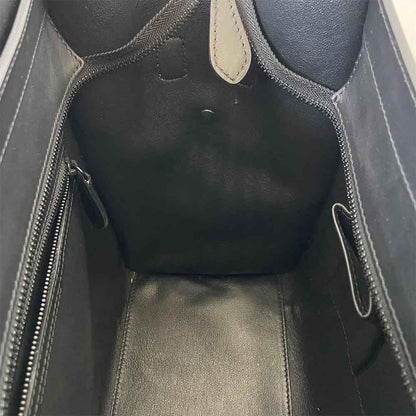 Celine Luggage Handbag Woven Leather Mini