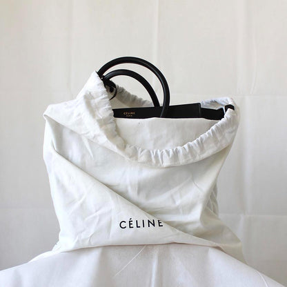 Celine White Python Leather Black Luggage Mini Tote Bag
