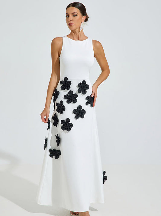 Emily Noir Blossom Maxi Dress In White